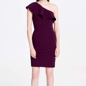 Calvin Klein One-Shoulder Plum Dress